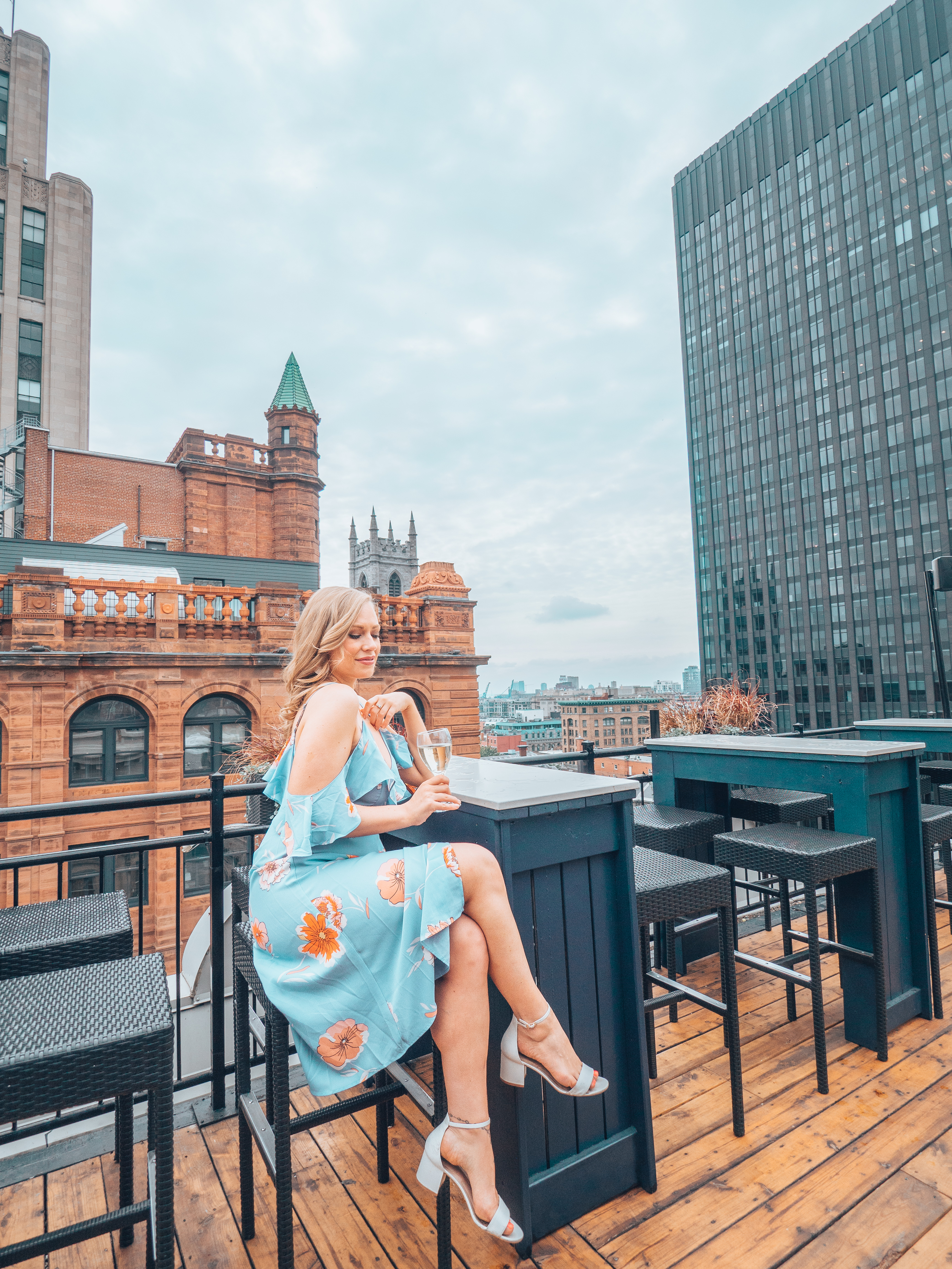 Where to stay in downtown Montreal: the Hotel Place D'Armes. This 5 star luxury hotel in Montreal and the perfect place to stay. 

Pictured here: The rooftop patio and Terrasse

Click the photo for the full review with photos