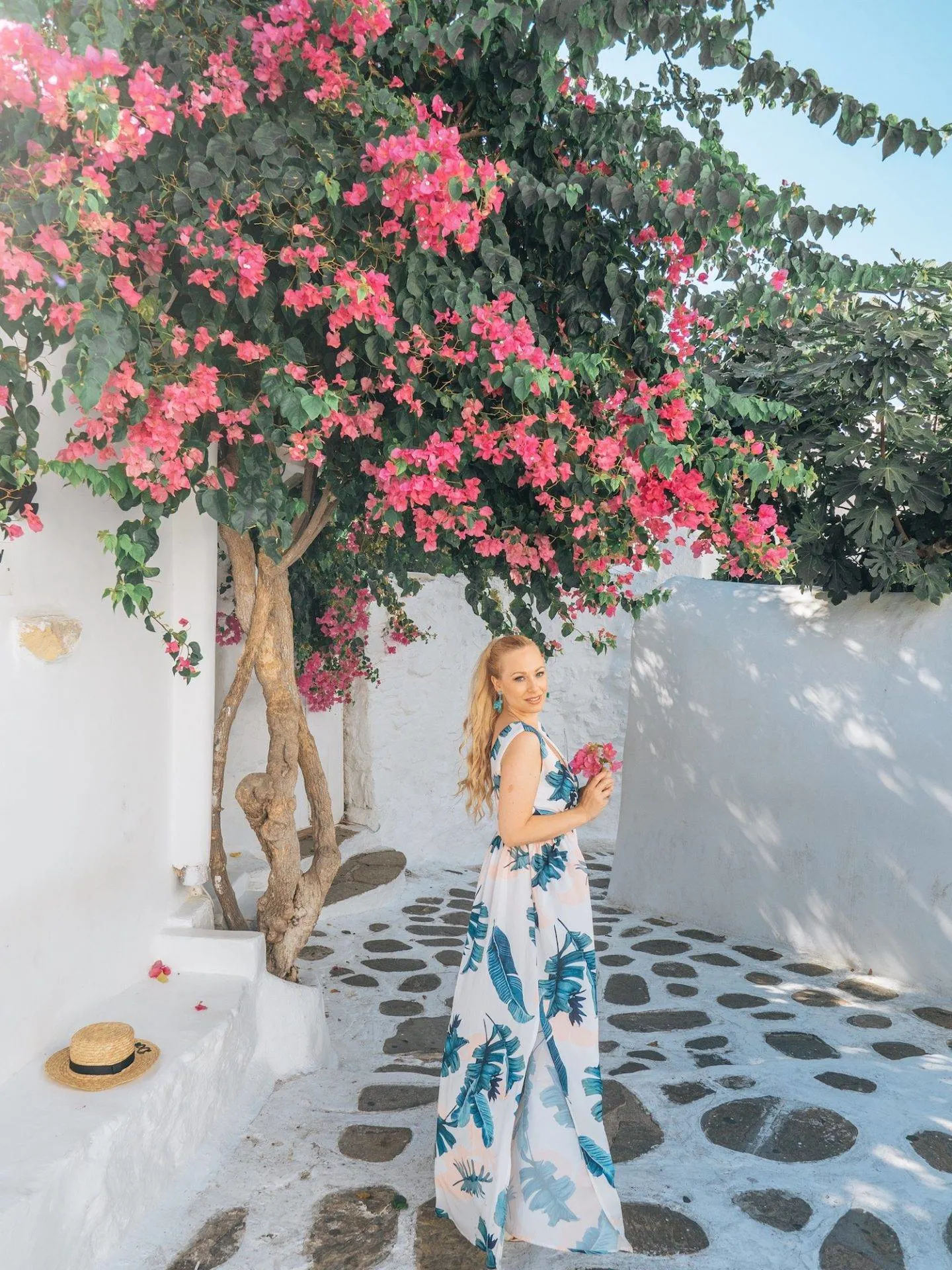 The Bougainvillea in Mykonos are great photo spots. Click the photo to see the rest of my list of the most instagrammable places in Mykonos! 