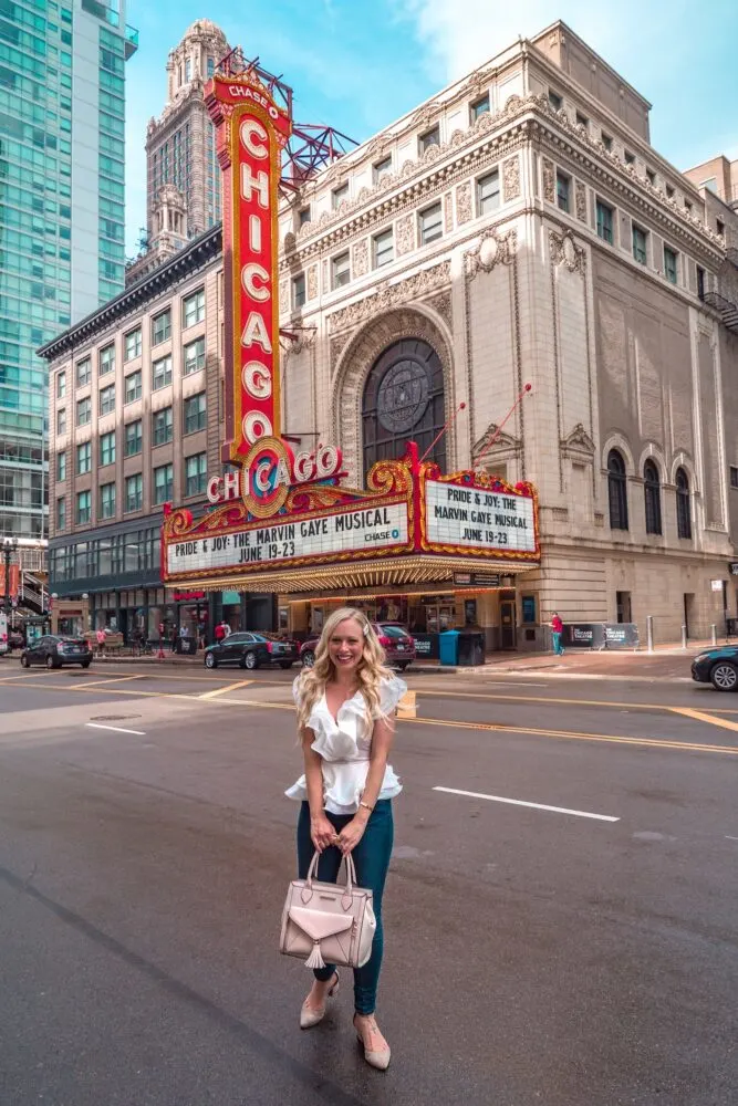 Where to stay in Chicago: The Fairmont Chicago Millenium Park. There are so many reasons why we loved staying with the Fairmont when we visited Chicago. Click the post to read my full review! Pictured here: The Chicago Theatre located just a short walk from the Fairmont