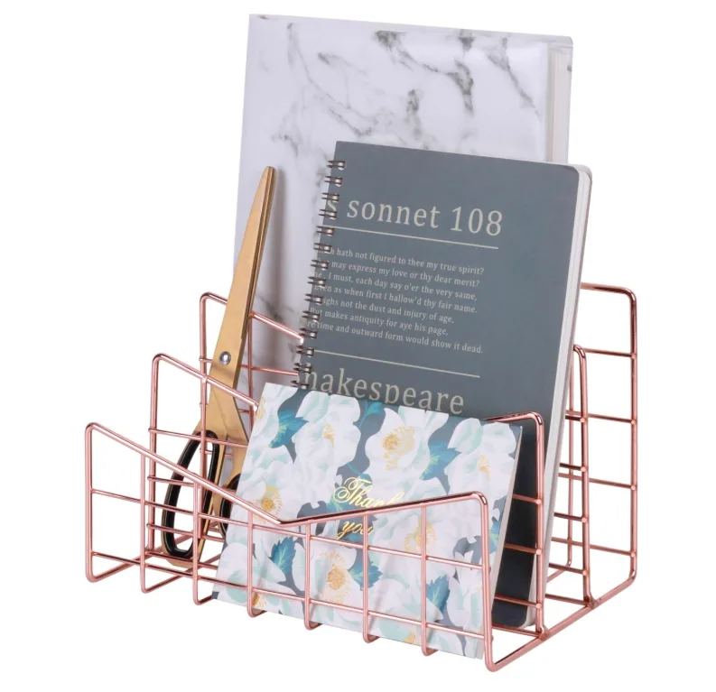 Rose gold office supplies to brighten your office space - letter organizer