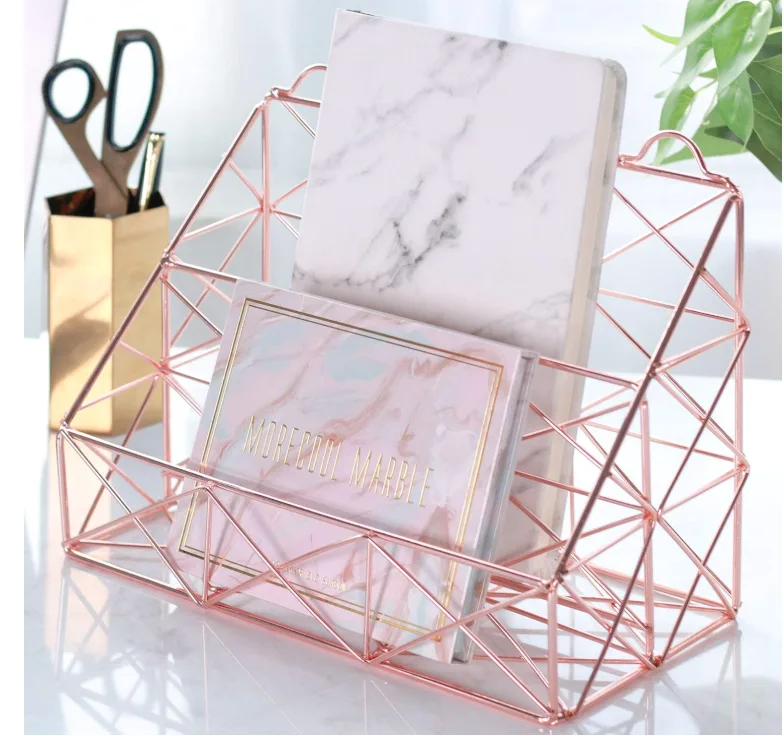 Rose gold office supplies to brighten your office space - letter organizer