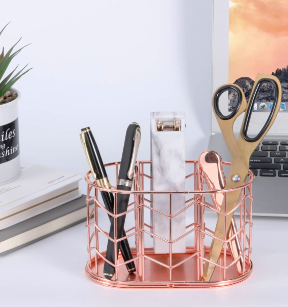 Rose gold 2 compartment pencil holder