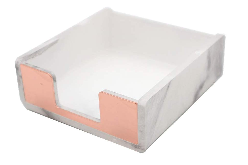 rose gold and marble sticky note holder