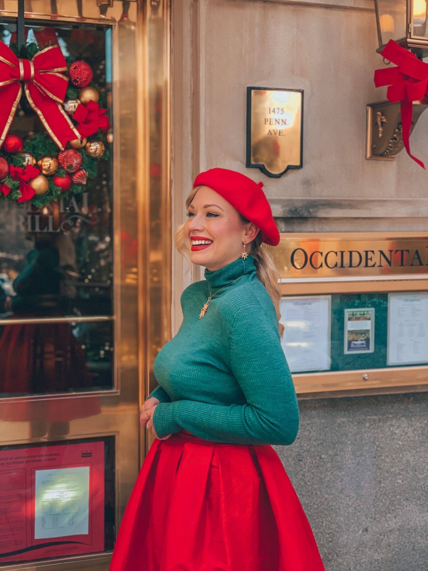 Things to do in Washington DC at Christmas time: Have dinner at the Occidental and enjoy the Christmas decorations