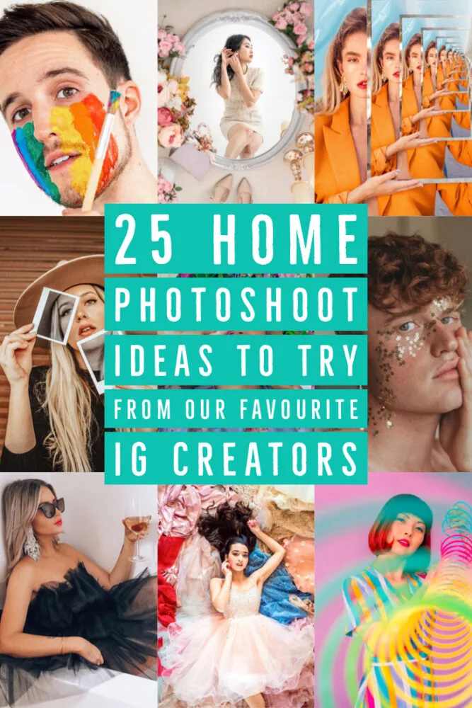 Looking for some unique, create, and easy home photoshoot ideas to up your instagram game? Heres a list of 25 photography ideas you can do from from home. From using different props to themed concepts, flowers and food, this list has 25 ideas to get your creativity flowing.