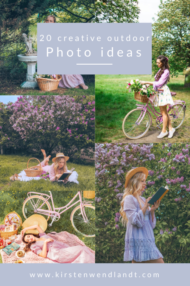 Looking for some creative outdoor photoshoot inspiration? Here's 20 outdoor photo ideas to get you started! These ideas are perfect for creating spring & summer content.