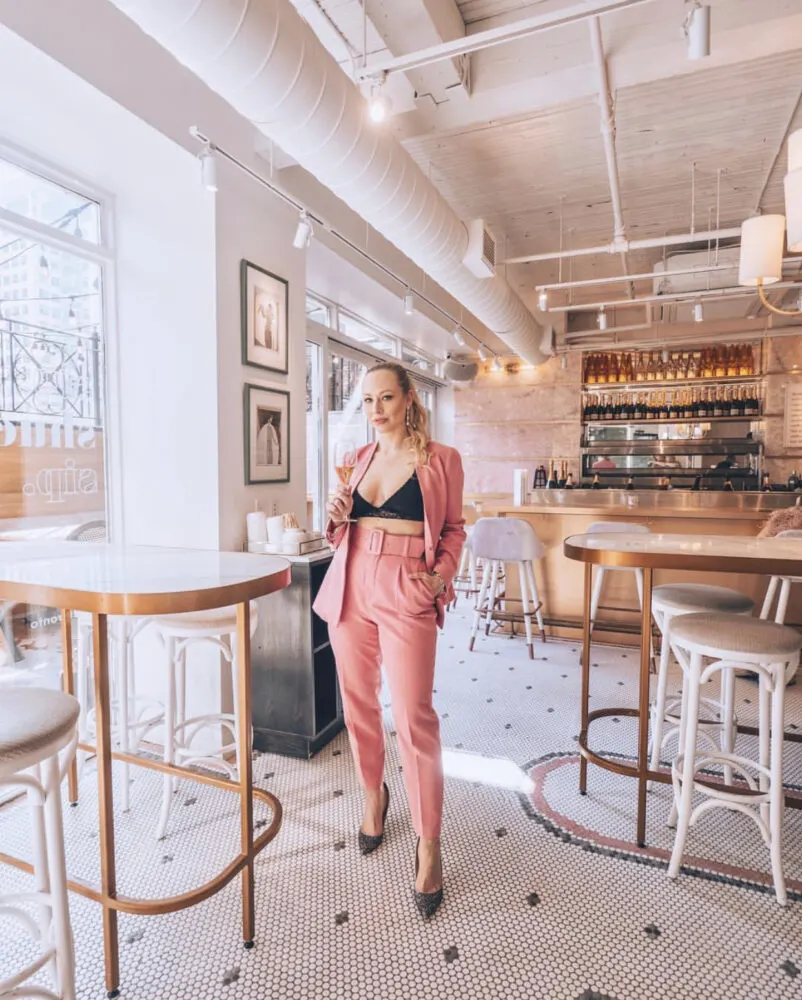 On the hunt for the best and most instagram-worthy pink places in Toronto? Look no further. As a native to Toronto and a certified pink lover myself I've put together this list of all the places you won't want to miss. This post has all the hottest pink spots in Toronto from restaurants, to pink walls, ice cream parlours and more. If you're a lover of pink you won't want to miss checking out this list of pink Toronto spots. Pictured here: Coffee, Oysters, Champagne