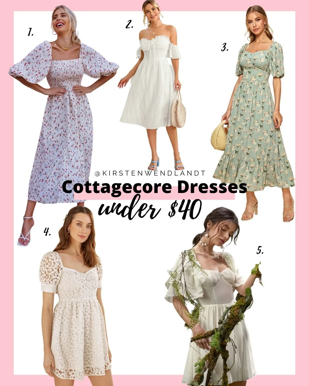 If you're smitten over the cottagecore aesthetic like me you'll definitely love this list list of cheap cottagecore dresses you can buy on a budget! Each of these adorable cottagecore dresses are $40 or under