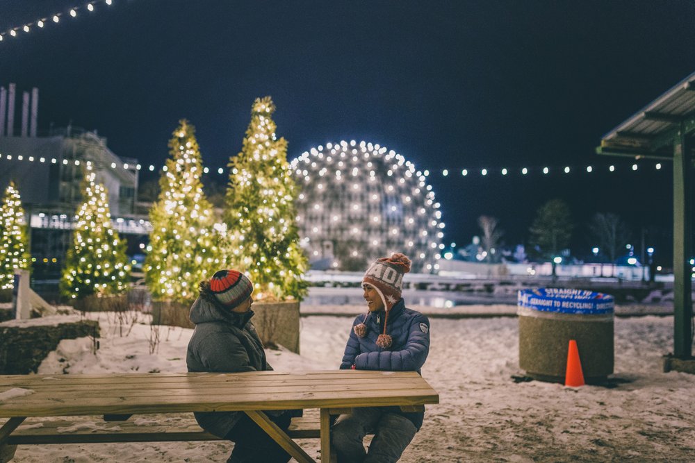 Looking for some fun things to do at Christmas in Toronto this holiday season? This guide is for you! Toronto has so many incredibly fun & festive activities to do during the Christmas season. From festive pop up bars to family friendly fun, this guide has you covered to get the most out of the Christmas season in Toronto! Pictured here: Snow Magic at Ontario Place