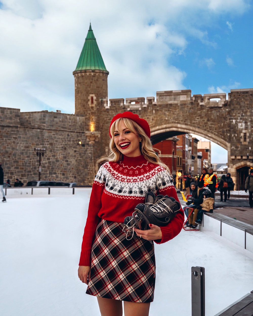 Quebec City at Christmas time is absolutely magical. In fact, it’s pretty safe to say it’s the most magical place to visit at Christmas time in all of Canada! If you’re planning a trip to Quebec City this winter you won’t want to miss this guide to the best things to do in Quebec City at Christmas time. This guide features everything from the top Quebec City activities and attractions, to the must see sights, best restaurants, festive events, and everything in between. Pictured here: Skating at Place d'Youville