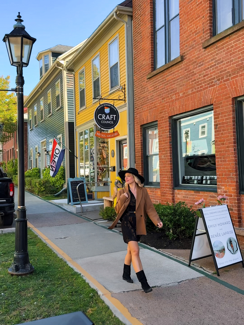 Exploring the charming downtown shops of Charlottetown, PEI &mdash; colorful heritage buildings and boutiques in fall.
